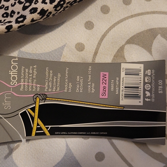 Slimsation Leopard Print Pants 22W Plus Size NWT Black Tan Stretch Flat Front - Picture 6 of 6